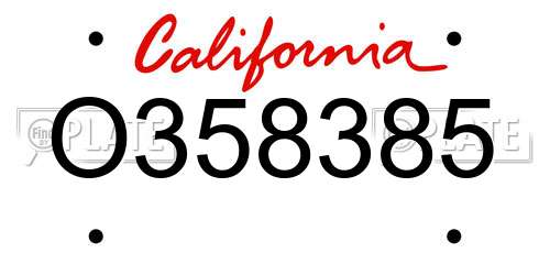 O358385 California License Plate