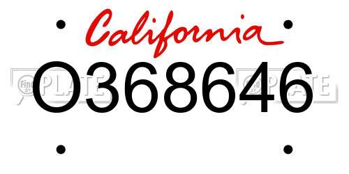 O368646 California License Plate