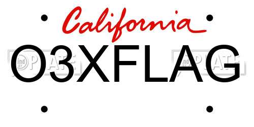O3XFLAG California License Plate