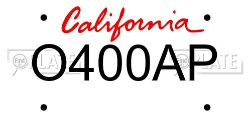 O400AP California License Plate