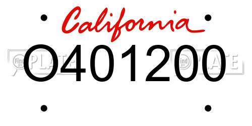 O401200 California License Plate