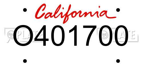 O401700 California License Plate