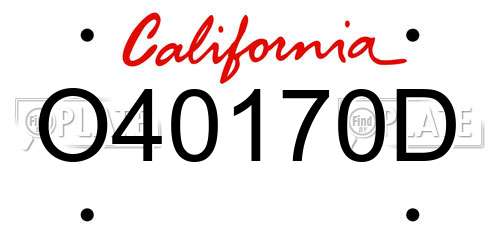 O40170D California License Plate