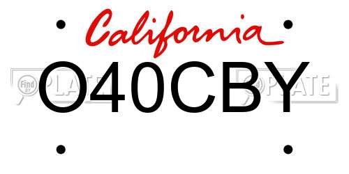 O40CBY California License Plate