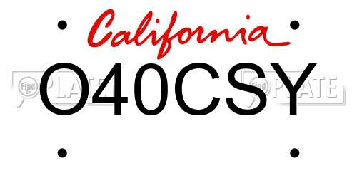 O40CSY California License Plate