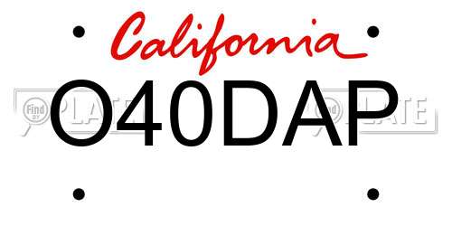 O40DAP California License Plate