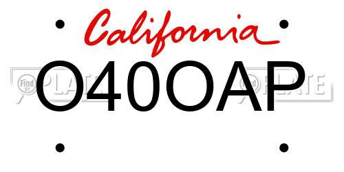 O40OAP California License Plate