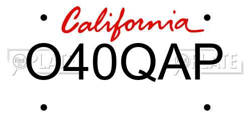 O40QAP California License Plate