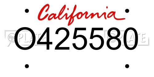 O425580 California License Plate