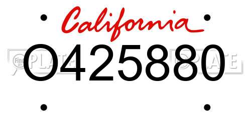O425880 California License Plate