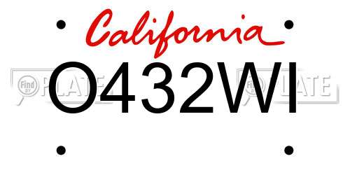 O432WI California License Plate