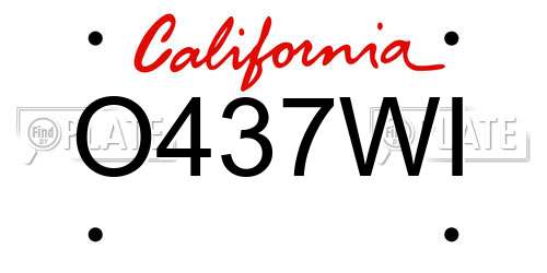 O437WI California License Plate