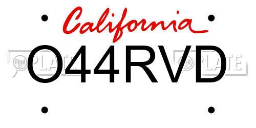 O44RVD California License Plate