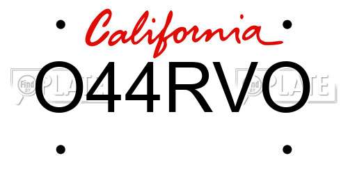 O44RVO California License Plate