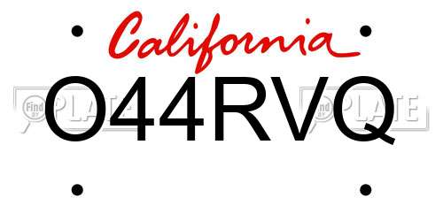 O44RVQ California License Plate