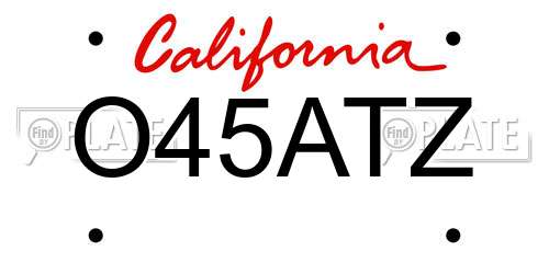O45ATZ California License Plate