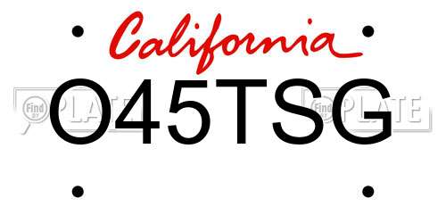 O45TSG California License Plate