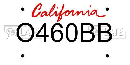 O460BB California License Plate