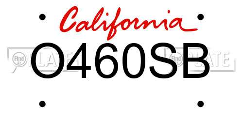 O460SB California License Plate