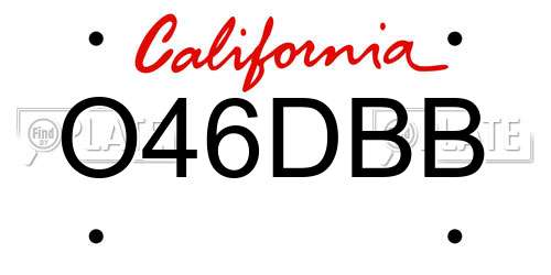 O46DBB California License Plate