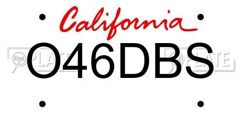 O46DBS California License Plate