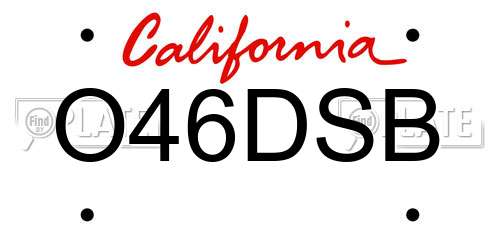 O46DSB California License Plate