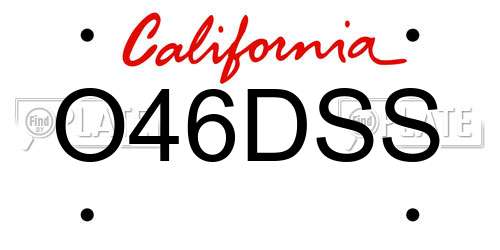 O46DSS California License Plate