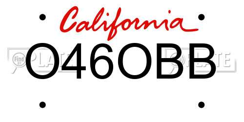 O46OBB California License Plate