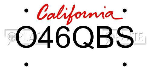 O46QBS California License Plate