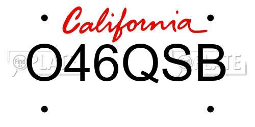 O46QSB California License Plate