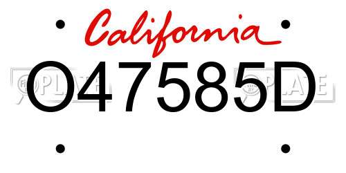 O47585D California License Plate