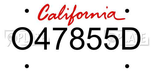 O47855D California License Plate