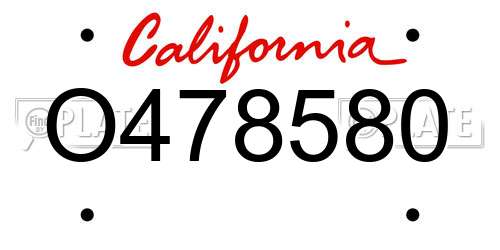 O478580 California License Plate