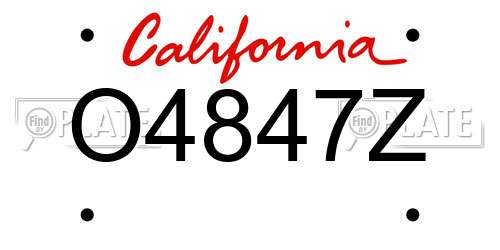 O4847Z California License Plate
