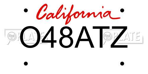 O48ATZ California License Plate
