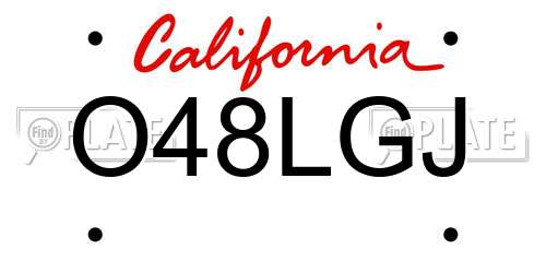 O48LGJ California License Plate