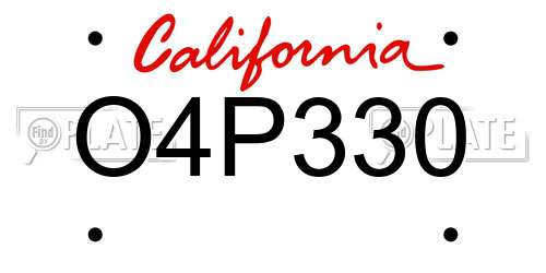 O4P330 California License Plate