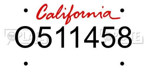 O511458 California License Plate