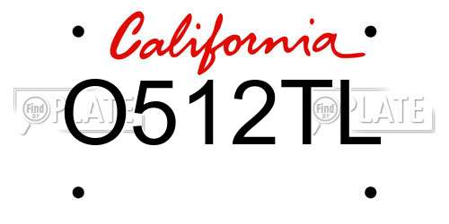 O512TL California License Plate