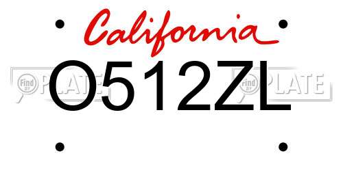 O512ZL California License Plate