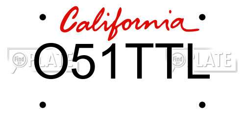 O51TTL California License Plate