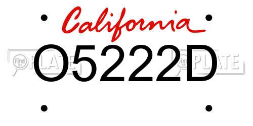 O5222D California License Plate