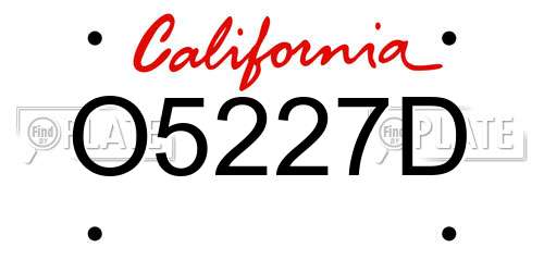O5227D California License Plate