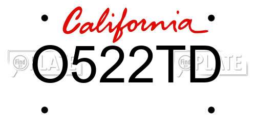 O522TD California License Plate