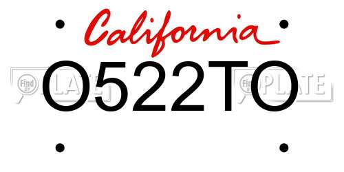 O522TO California License Plate