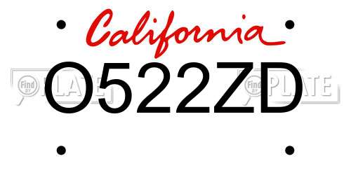 O522ZD California License Plate