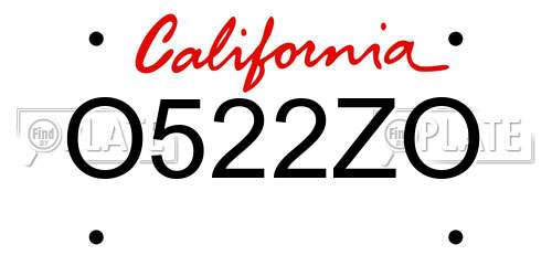 O522ZO California License Plate