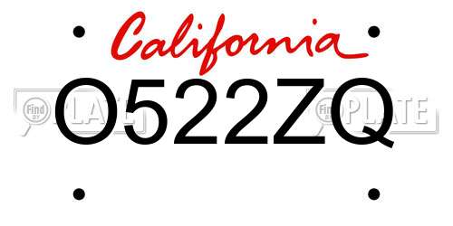 O522ZQ California License Plate
