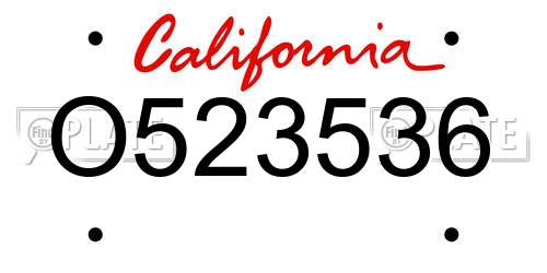 O523536 California License Plate