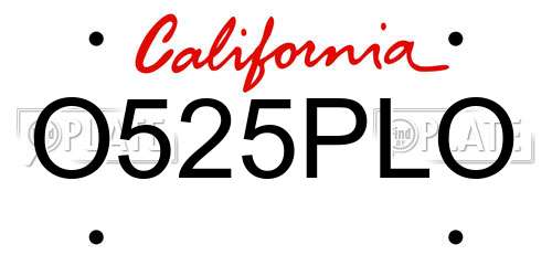 O525PLO California License Plate